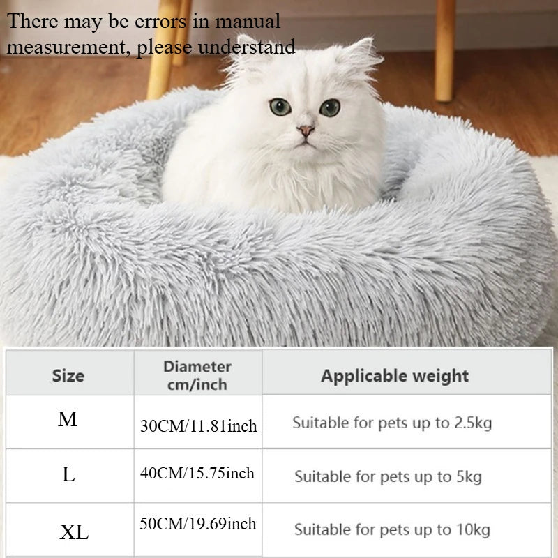 1PC comfortable striped plush pet bed, suitable for cats and dogs,warm,deep sleep round nest,filling,gray,soft,indoor by Badon Shop LLC