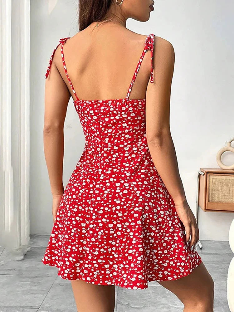 Women's Summer Floral Spaghetti Strap Beach Short Dress,Womens Dresses,Woman Clothing,Woman Clothes,Sundress,New In Dress 2026 by DERILUJA LLC