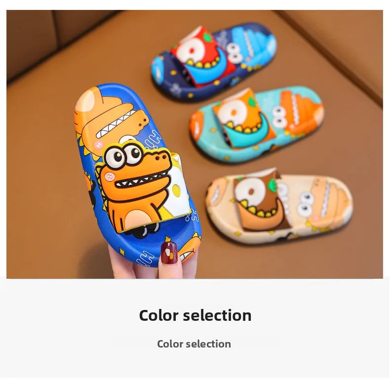 Cartoon Dinosaur Children Slippers Boy Girls Casual Shoes Flat Beach Water Shoes Indoor Soft Kids Cute Flip Flops for Boy Girl by DERILUJA LLC