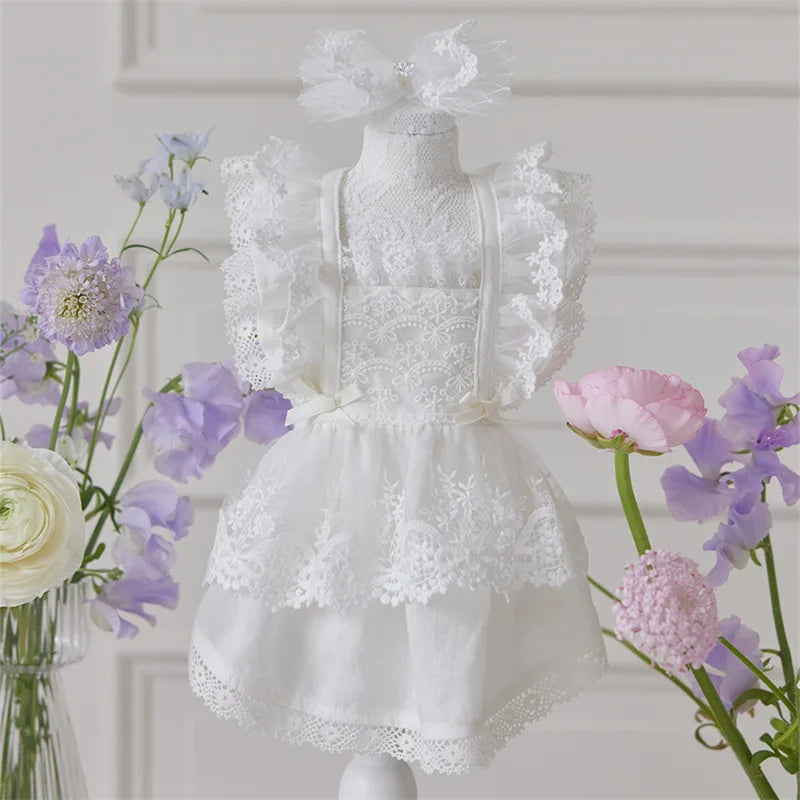 Pet Lace Flying Sleeve Dress Cat Top Spring Lace Princess Dress Small Dog Dog Dresses for Small Dogs Puppy Clothes by DERILUJA LLC