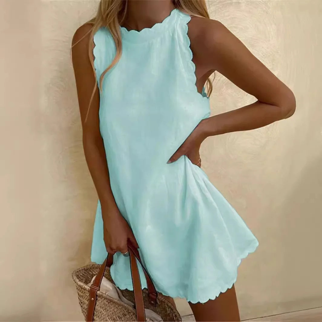 Mini Dresses Female New Holiday Solid Dress New by DERILUJA LLC