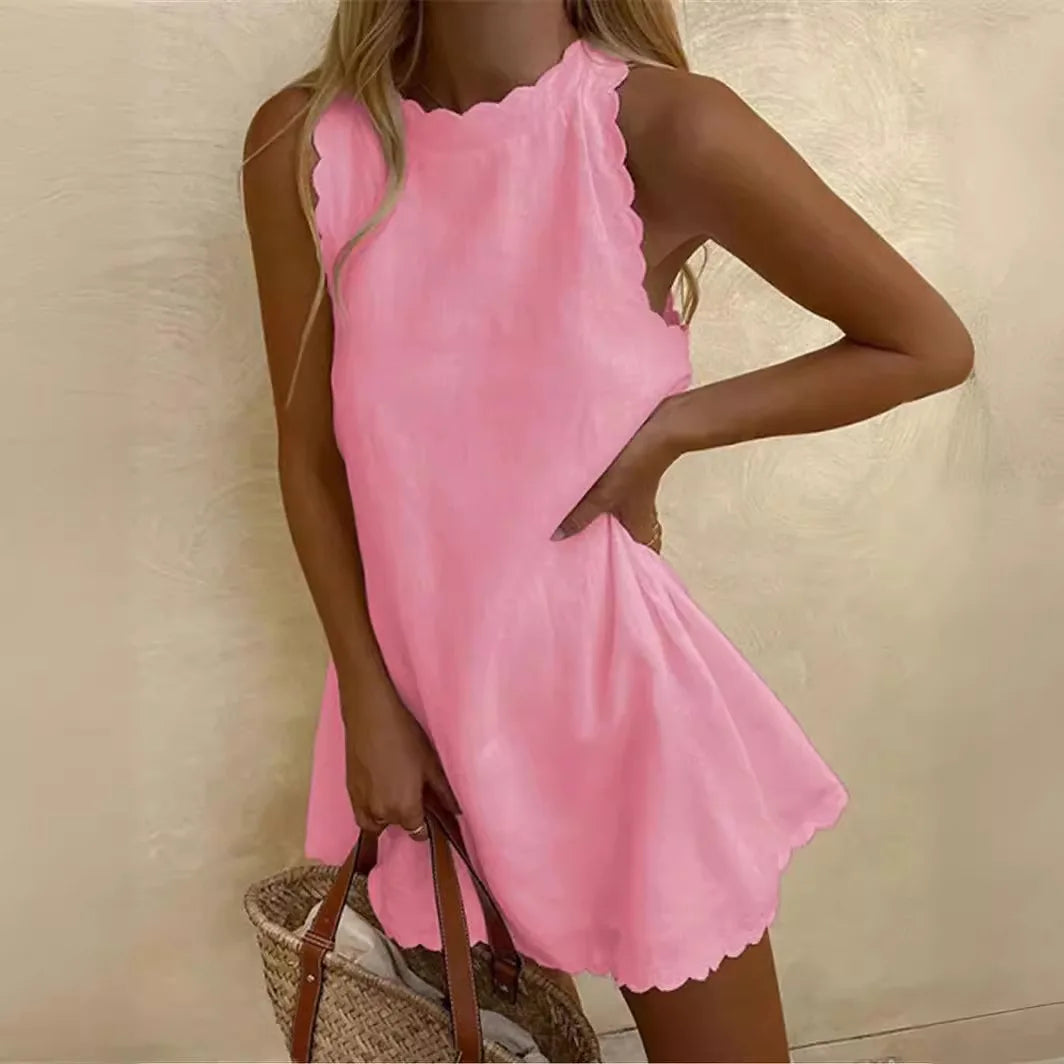Mini Dresses Female New Holiday Solid Dress New by DERILUJA LLC