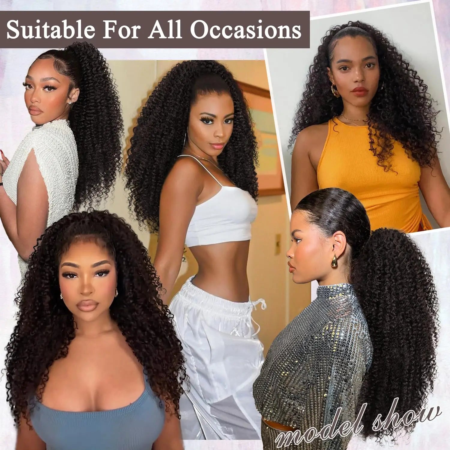 BOL Synthetic Curly Ponytail Extension Kinky Curly Hair Soft Drawstring Ombre Burgundy Ponytail Fake Hair Extension for Women by DERILUJA LLC