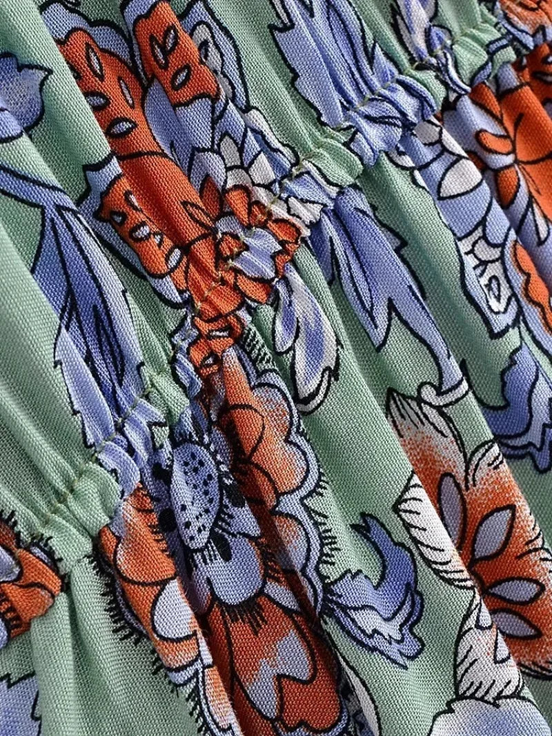 Maxi Dress Ladies V-neck Rayon Cotton Summer Boho Dresses Robe by DERILUJA LLC