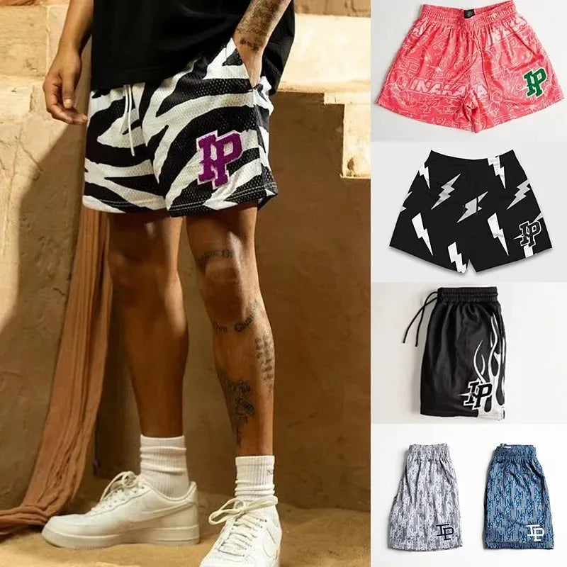Mens Clothing IP Trend Casual Shorts Summer Fitness Sports Mesh Breathable Quick Dry Short Pants Man Beach Basketball Sweatpants by DERILUJA LLC