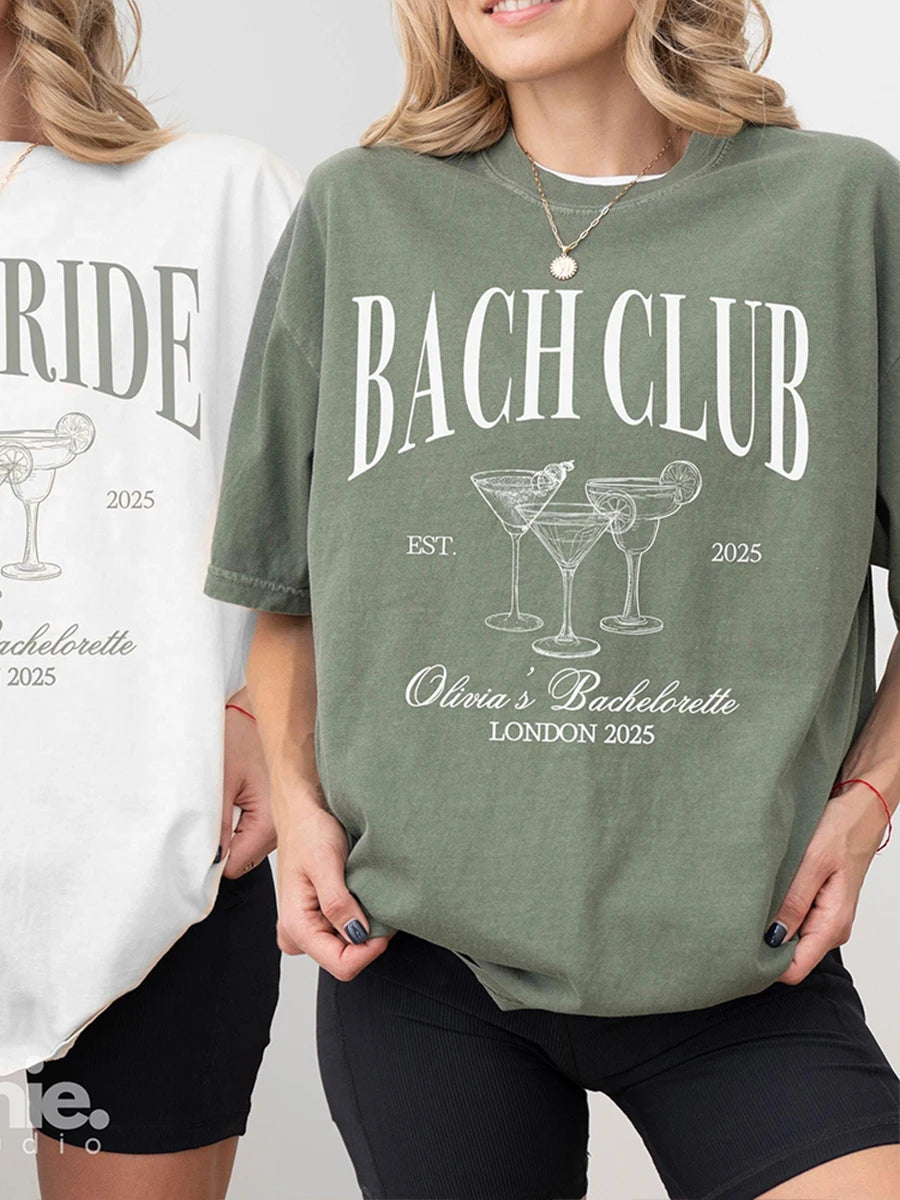 The Bach Club Hen Do T Shirt Hen Party Cocktail Shirt Bachelorette Funny Comfort Shirts Cotton Y2K Top Daily Trendy Streetwear 2026 by DERILUJA LLC