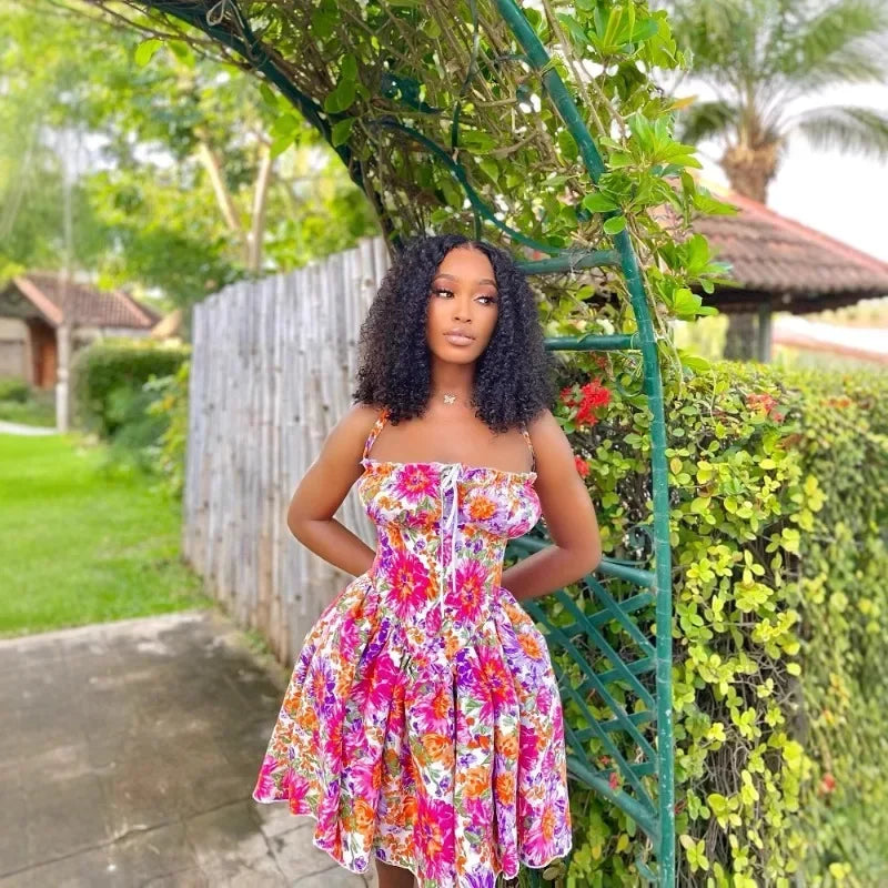 Dress Women Summer Fashion Women Sleeveless Polyester Printing Mini Dress Casual Beach Party Evening Dress