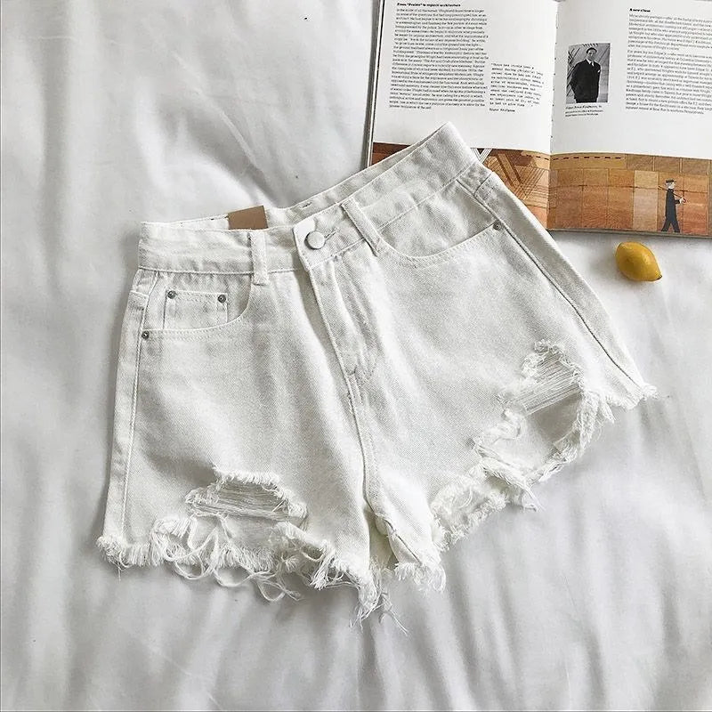 Fashion Casual Tassel Ripped Shorts Women 2026 Summer High Waist Denim Jeans Y2K Hot Pants Streetwear Korean Blue Cowboy Shorts by DERILUJA LLC