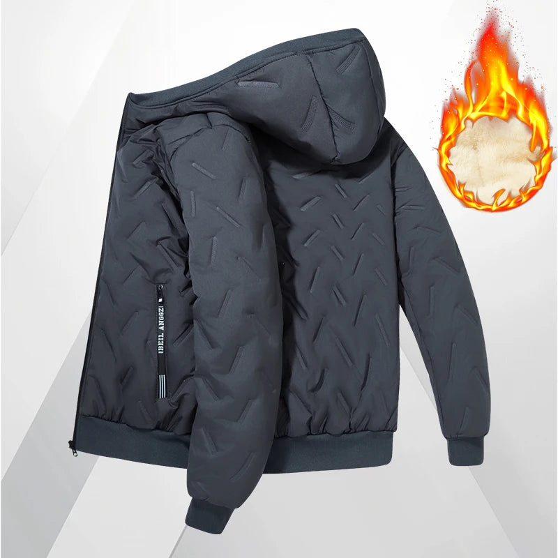 Men's hooded warm short jacket winter zipper pocket jacket outdoor sports and leisure work clothes windproof cotton jacket by Badon Shop LLC