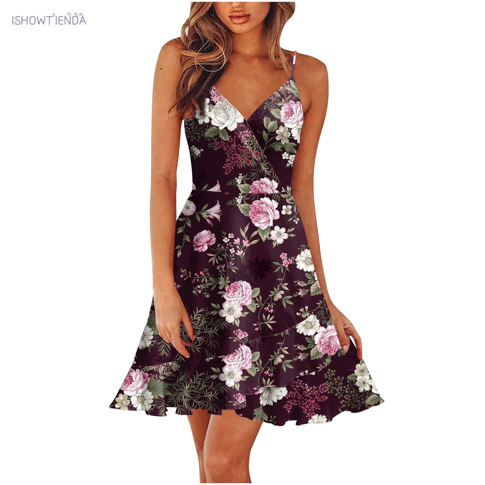 New 2026 Summer Rose print dress Women Mini Print Dress Casual Fashion Sleeveless Party Evening Mini Women's Dress Vestidos by DERILUJA LLC