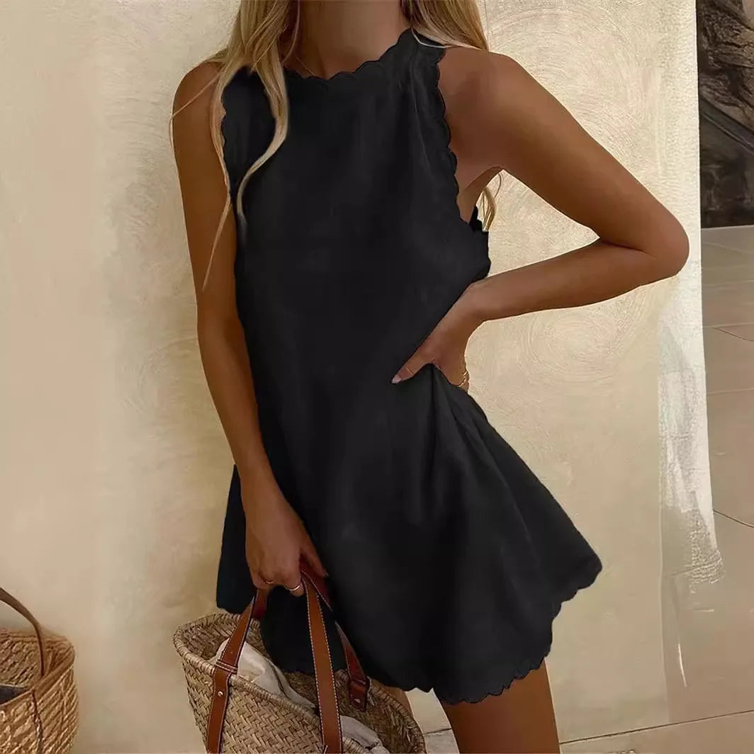 Mini Dresses Female New Holiday Solid Dress New by DERILUJA LLC