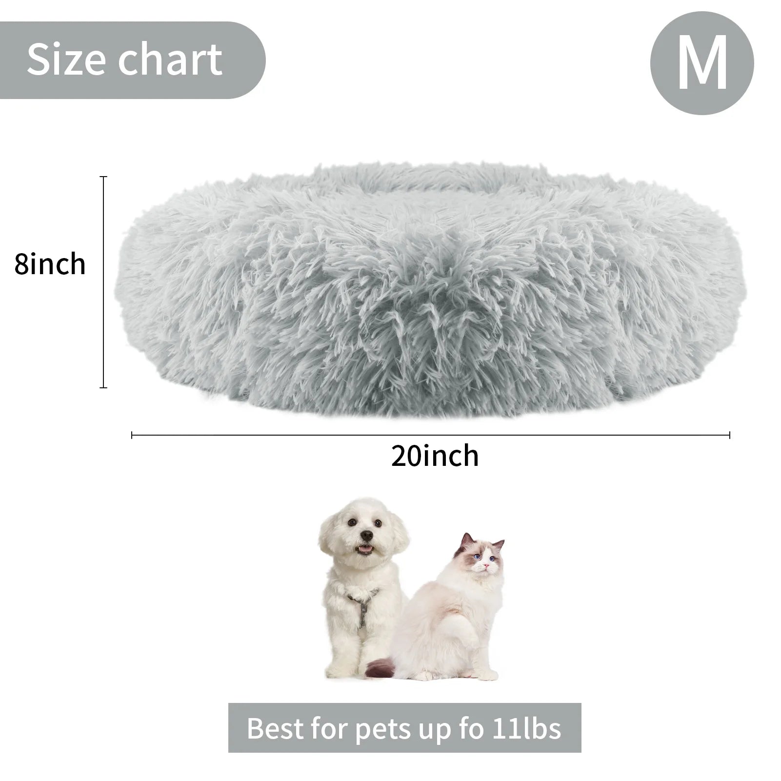 50cm Round Pet Bed Calming Dog & Cat Anti-Anxiety Donut Cuddler Round Cozy Ultra Kennel Washable Plush Cushion Winter Warm Sleep