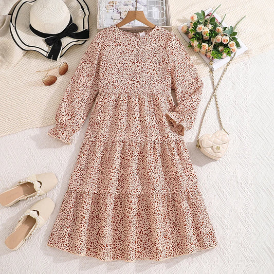 Kids Casual Dress for Girls 2026 New Spring Autumn Teenager Full Printing Long-Sleeved Dress Princess Dress Kids Daily Clothes by DERILUJA LLC