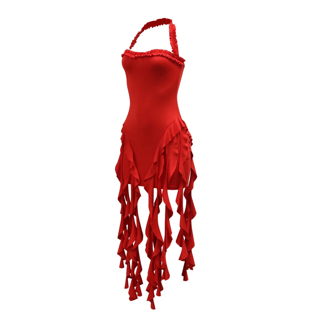 Women Sleeveless Strapless Halter Long Dress Summer Streetwear Beach Tassel Evening 2026 Night Party Dresses Vestidos by DERILUJA LLC