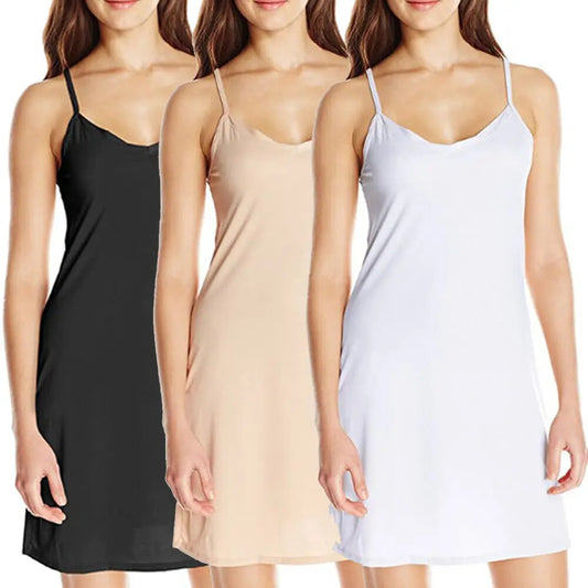 Plus Size Full Slips Dresses For Women Thin Summer Petticoat Underskirt Dress Sleeveless Inner Vest Dress by DERILUJA LLC