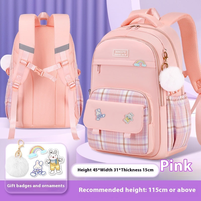 Primary School Student Schoolbag Girls' Plaid Backpack by DERILUJA LLC