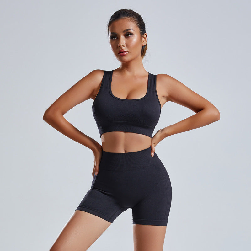 2pcs Yoga Set Women's Vest And Shorts Tracksuit Seamless Workout Sportswear Gym Clothing High Waist Leggings Fitness Sports Suits by My Store