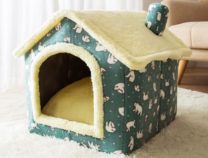 Foldable Dog House Pet Cat Bed Winter Dog Villa Sleep Kennel Removable Nest Warm Enclosed Cave Sofa Pets Supplies by Badon Shop LLC