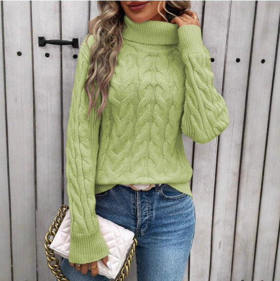 Women's Cable-knit Turtleneck Sweater by My Store