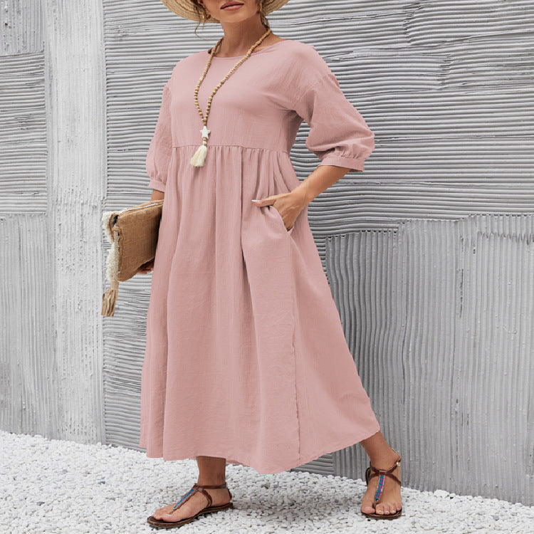 Women’s Summer A-Line Dress with Pockets by DERILUJA LLC