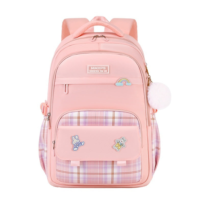 Primary School Student Schoolbag Girls' Plaid Backpack by DERILUJA LLC