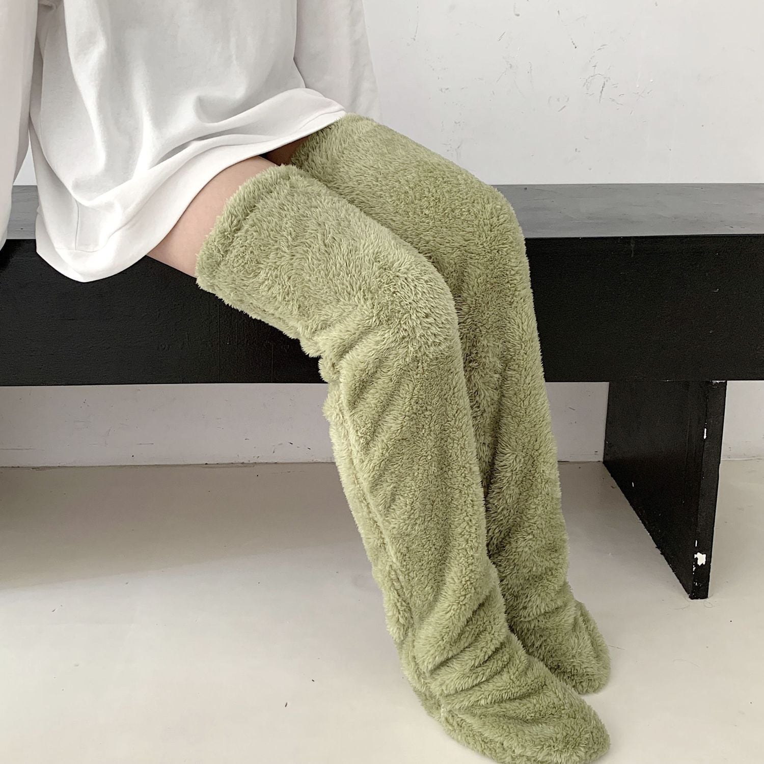 Over Knee High Fuzzy Long Socks Winter Warm Cold Leg Knee Joint Cold-proof Stockings Home Floor Sleeping Socks by My Store