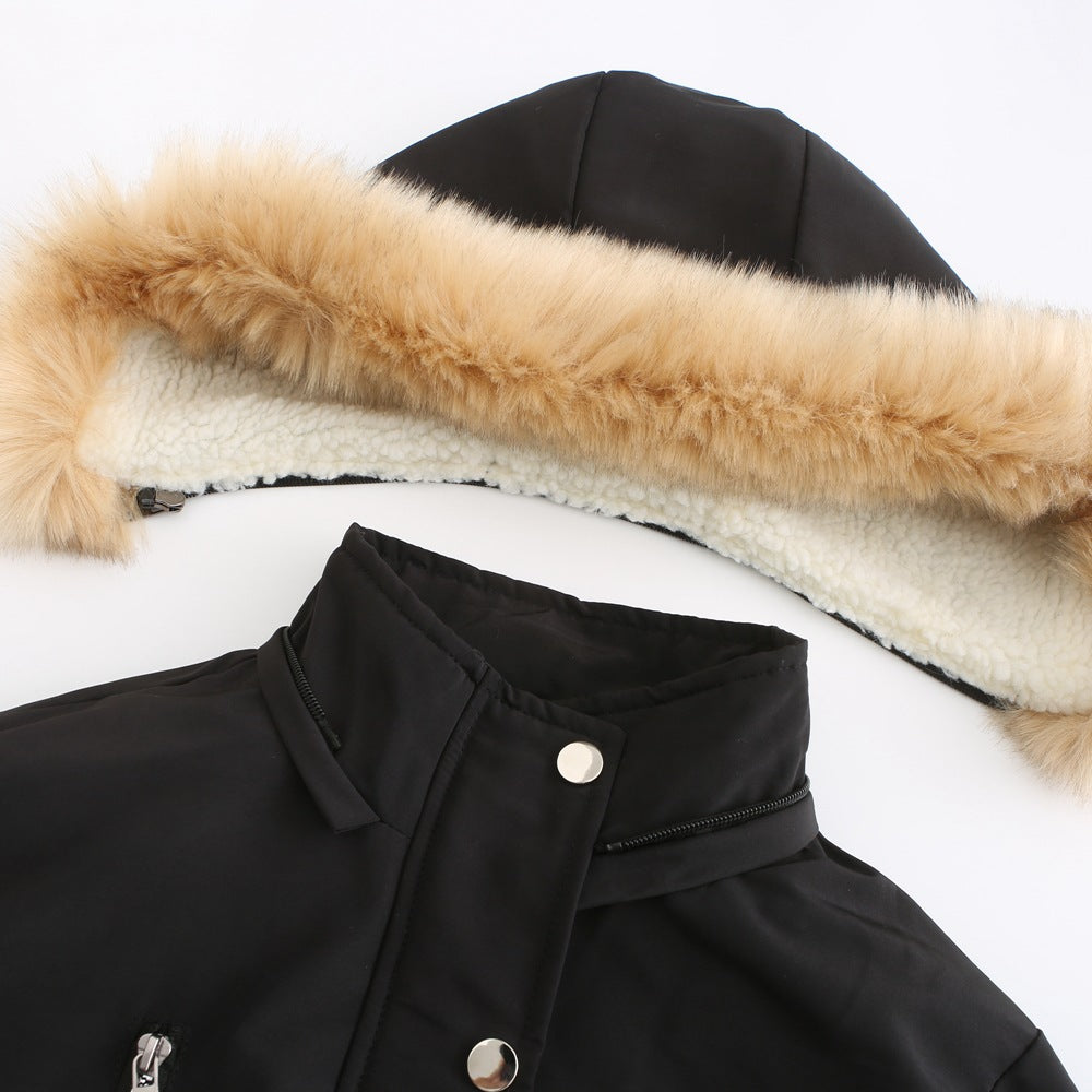 WInter Coat Detachable Hooded Feece Jacket Women by DERILUJA LLC