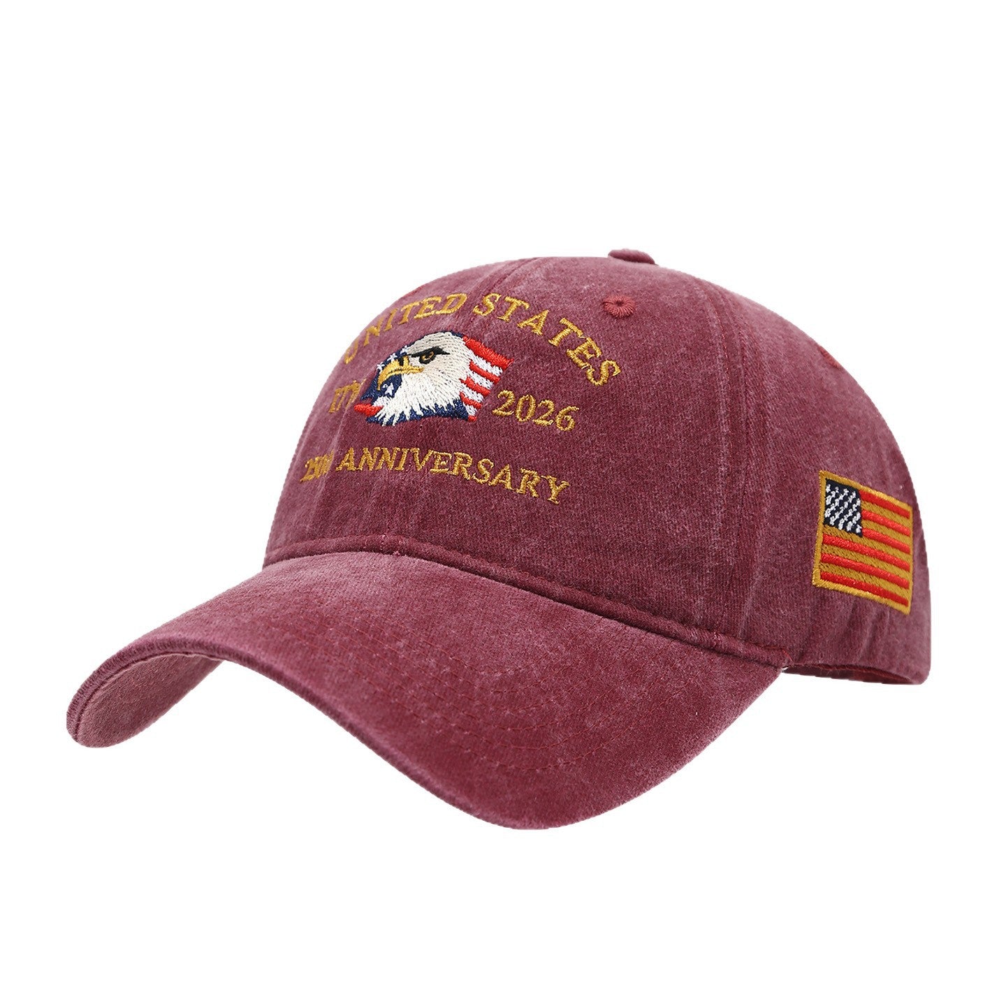 USA 250th Anniversary Cap Washed-Print Hat Flag USA Eagle Baseball Cap Embroidery Casual Breathable Sports Hat Outdoor Sunscreen Dad Hats For Women Men by DERILUJA LLC