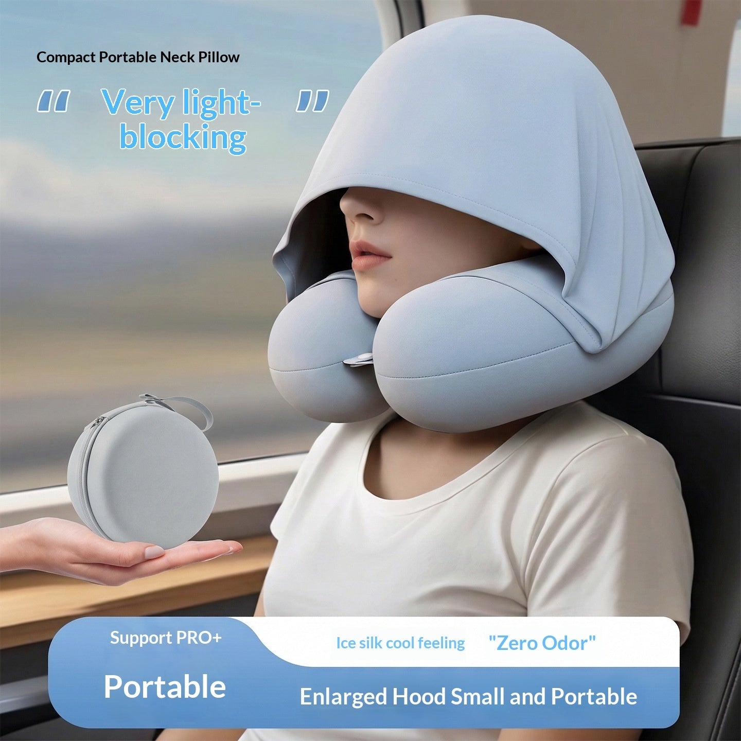 Cross-border Memory Foam Hooded U-Shape Neck Support by DERILUJA LLC