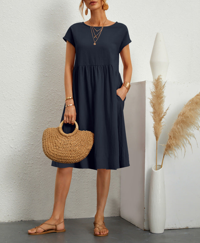Women’s Summer A-Line Dress with Pockets by DERILUJA LLC