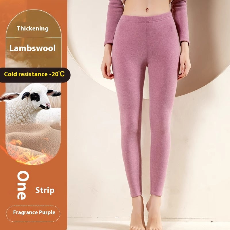 Warm Cashmere Leggings Winter Solid Slim Pants Fashion Trousers For Women Clothing by DERILUJA LLC