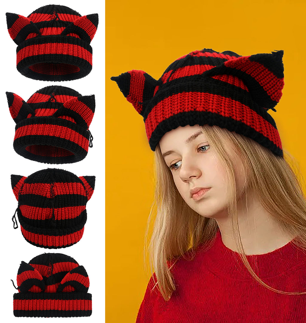 Devil Ears Thickened All Acrylic Knitted Hat
