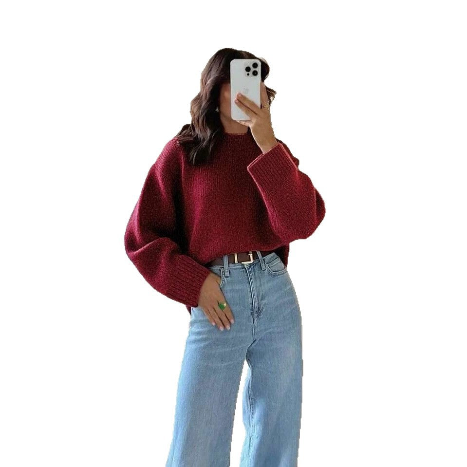 Korean-style Soft And Cozy Autumn Winter New-arrival Relaxed-fit Womens Knit Sweater by DERILUJA LLC