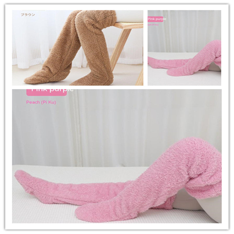 Over Knee High Fuzzy Long Socks Winter Warm Cold Leg Knee Joint Cold-proof Stockings Home Floor Sleeping Socks by My Store