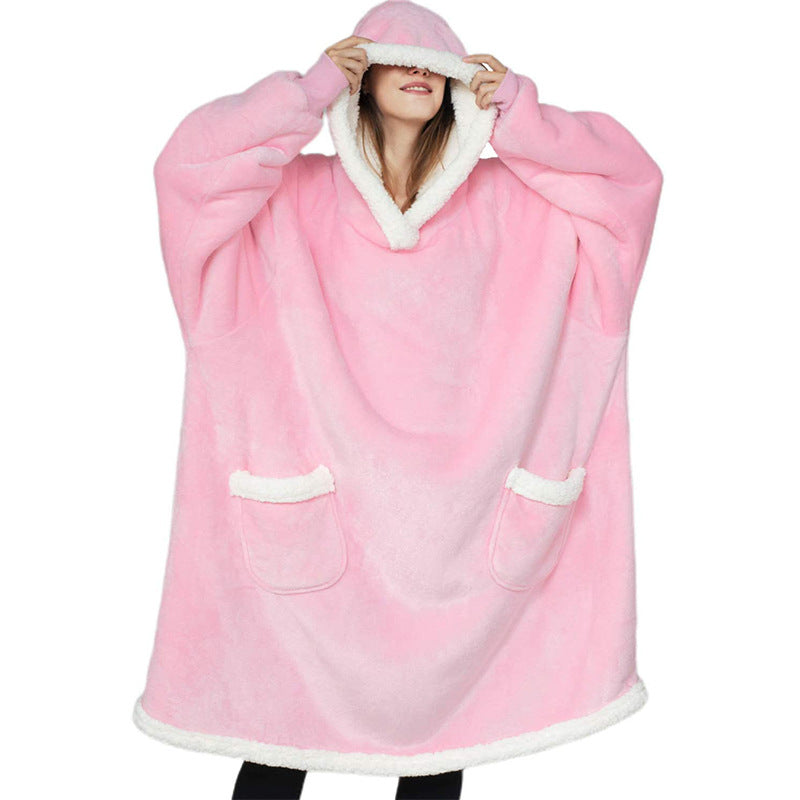 Winter TV Hoodie Blanket Winter Warm Home Clothes Women Men Oversized Pullover With Pockets by DERILUJA LLC