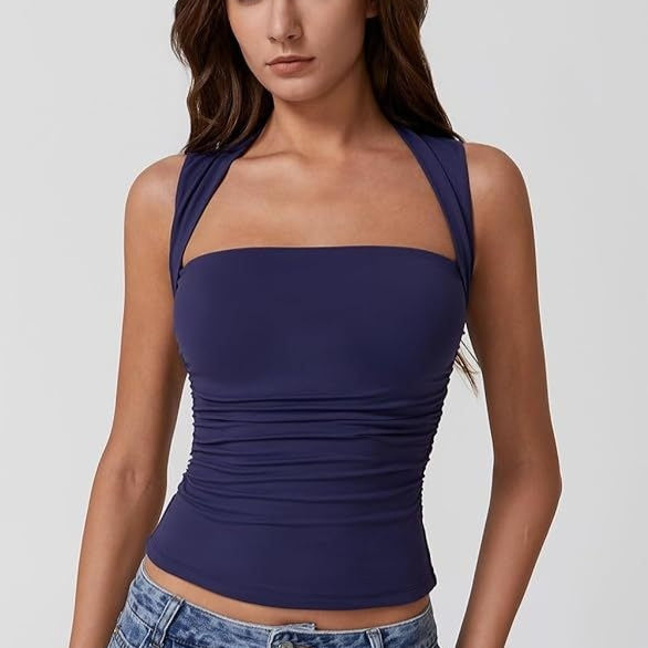 Summer Square-neck Tank Vest Ins Fashion Slim Solid Sleeveless Tops For Women Clothing by DERILUJA LLC