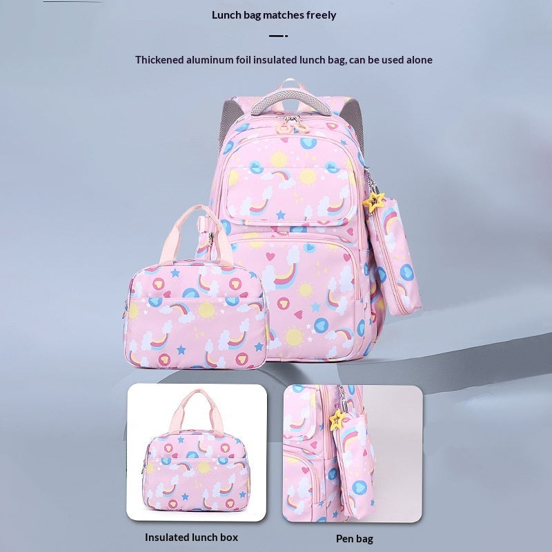 Back-protecting Large-capacity Three-piece Student School Bag Set by DERILUJA LLC