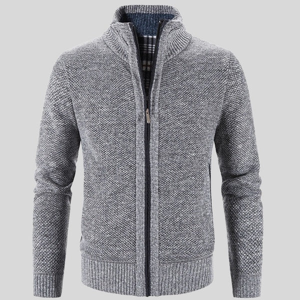 Men's Solid Color Stand Collar Cardigan Jacket by My Store