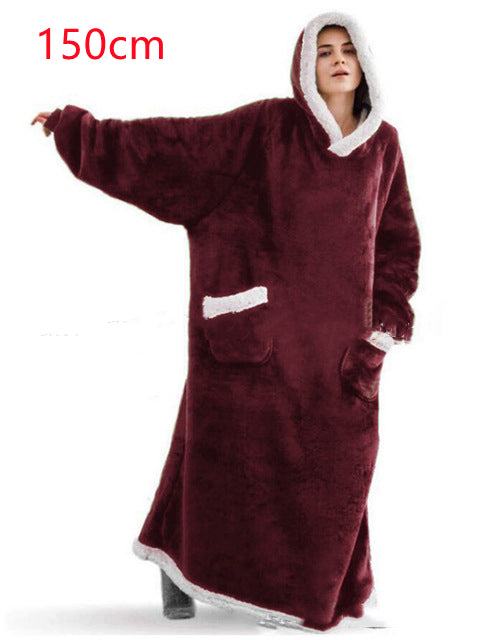 Winter TV Hoodie Blanket Winter Warm Home Clothes Women Men Oversized Pullover With Pockets by DERILUJA LLC