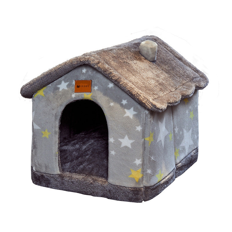 Foldable Dog House Pet Cat Bed Winter Dog Villa Sleep Kennel Removable Nest Warm Enclosed Cave Sofa Pets Supplies by Badon Shop LLC