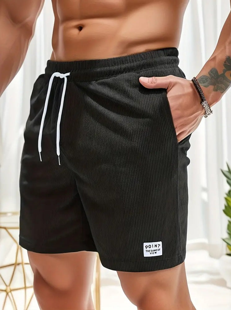 Lace-up Drawstring Shorts Summer Corduroy Sports Short Pants Mens Clothing by DERILUJA LLC