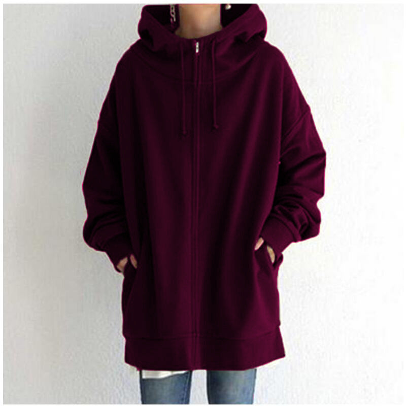 Women's Fuzzy Hoodies Long Sport Pullover Hoodie Full-Zip Hoodie Sweatshirt by DERILUJA LLC