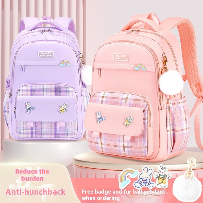 Primary School Student Schoolbag Girls' Plaid Backpack by DERILUJA LLC