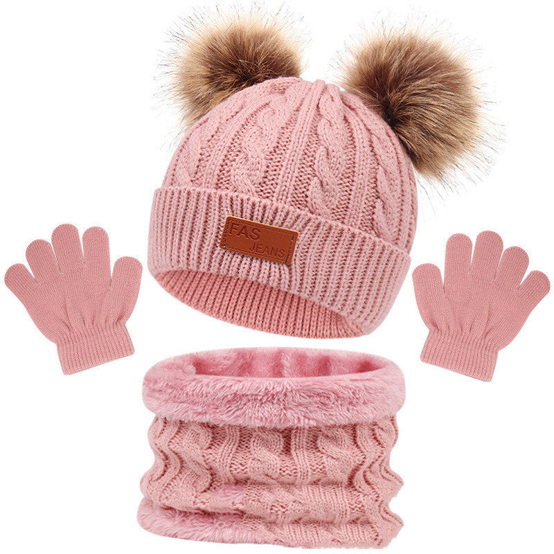 Children's Hat Scarf Gloves Three-piece Set by My Store