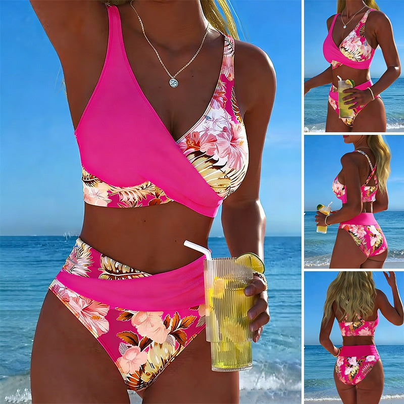 Women's Floral Print Bikini Casual Set by DERILUJA LLC