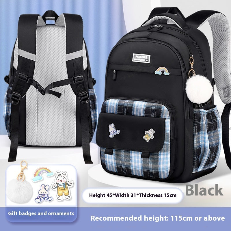 Primary School Student Schoolbag Girls' Plaid Backpack by DERILUJA LLC
