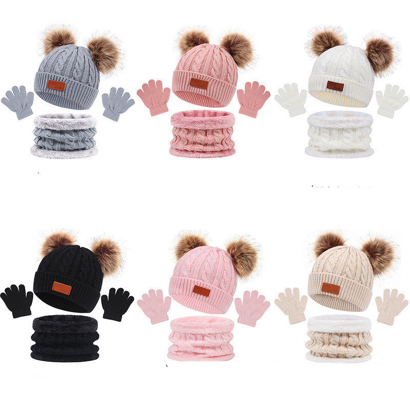 Children's Hat Scarf Gloves Three-piece Set by My Store