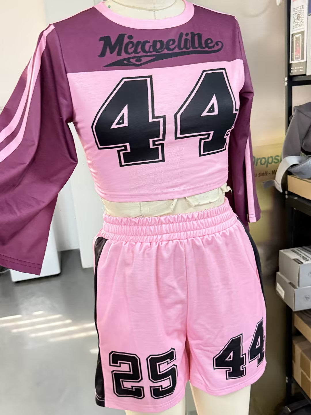 Street Style Loose Flare Sleeve Sports Casual Two-Piece Set by DERILUJA LLC