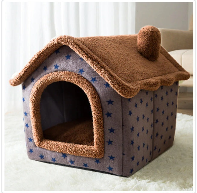 Foldable Dog House Pet Cat Bed Winter Dog Villa Sleep Kennel Removable Nest Warm Enclosed Cave Sofa Pets Supplies by Badon Shop LLC