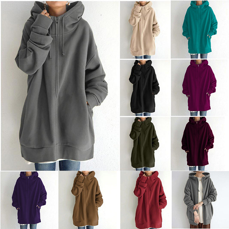Women's Fuzzy Hoodies Long Sport Pullover Hoodie Full-Zip Hoodie Sweatshirt by DERILUJA LLC